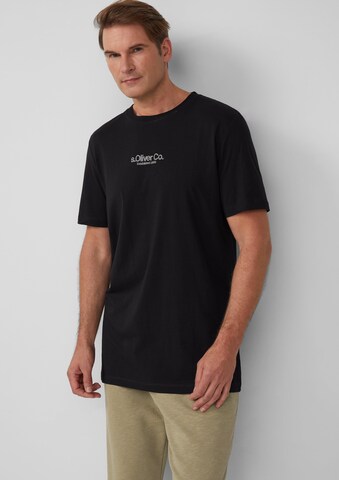 s.Oliver Men Tall Sizes T-Shirt in Schwarz: Vorderseite