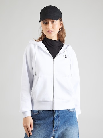 Calvin Klein Jeans Sweatvest in Wit: voorkant