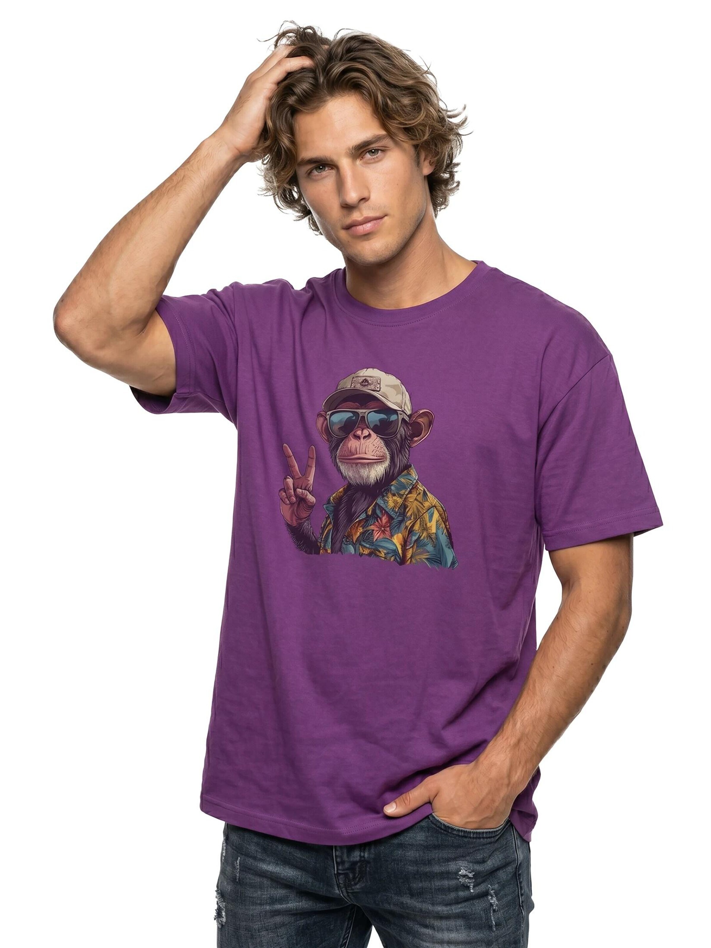 MAKAYA Shirt 'Peace Affe' in Purple