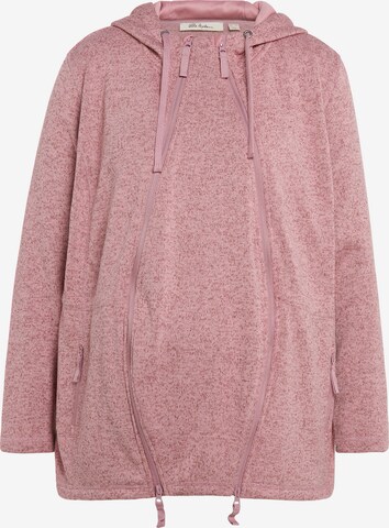 Ulla Popken Zip-Up Hoodie in Pink: front