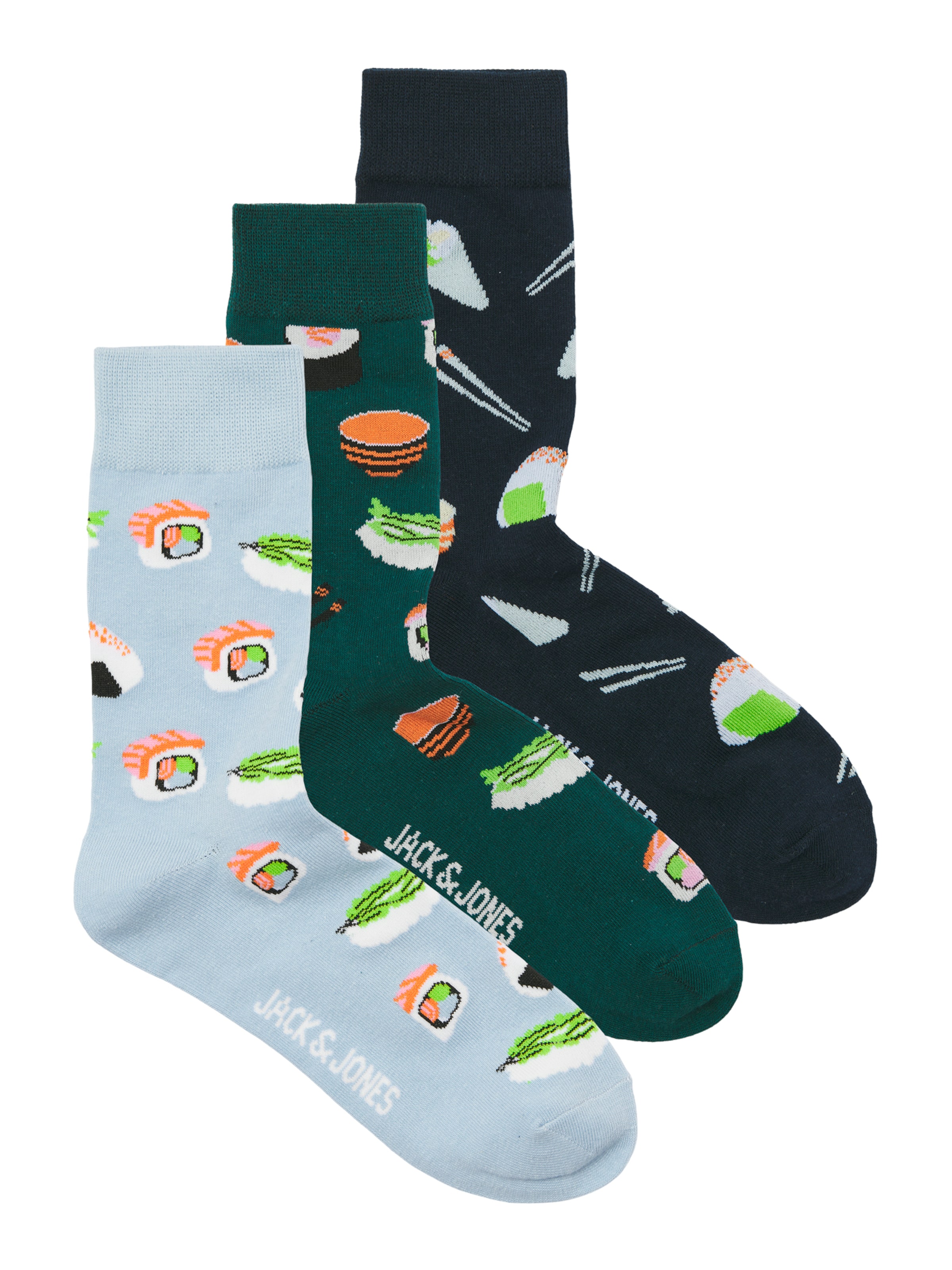 JACK & JONES Къси чорапи 'JACRICE' в нейви синьо / светлосиньо / зелено, Преглед на продукта