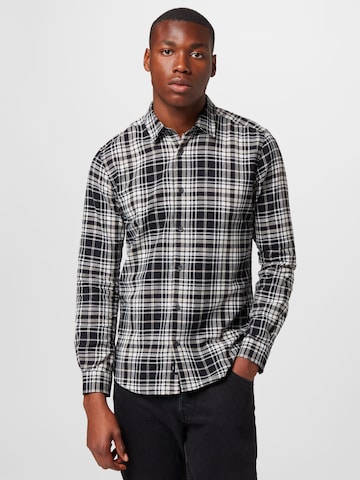 Only & Sons Regular fit Button Up Shirt in Black: front