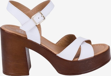 Desa - Sandalias con hebilla 'DESA Damen-Sandalen aus Leder mit hohem Blockabsatz' en blanco: frente