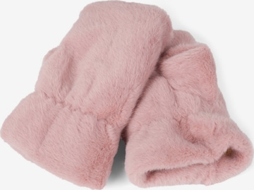 styleBREAKER Kurzfingerhandschuhe 'Fingerlose Handschuhe Kunstfell Einfarbig' in Pink: Vorderseite