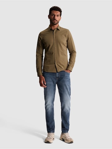 Coupe slim Chemise 'Twill jersey shirt with Kent collar and easy-iron finish' CAST IRON en marron