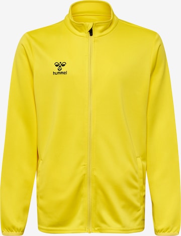 Hummel Athletic Zip-Up Hoodie 'ESSENTIAL' in Yellow: front