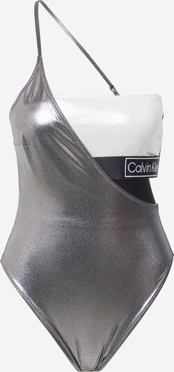 Calvin Klein Swimwear Jednodijelni kupaći kostim u srebrno siva / crna / bijela, Pregled proizvoda
