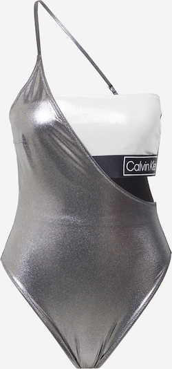 Calvin Klein Swimwear Badeanzug in silbergrau / schwarz / weiß, Produktansicht