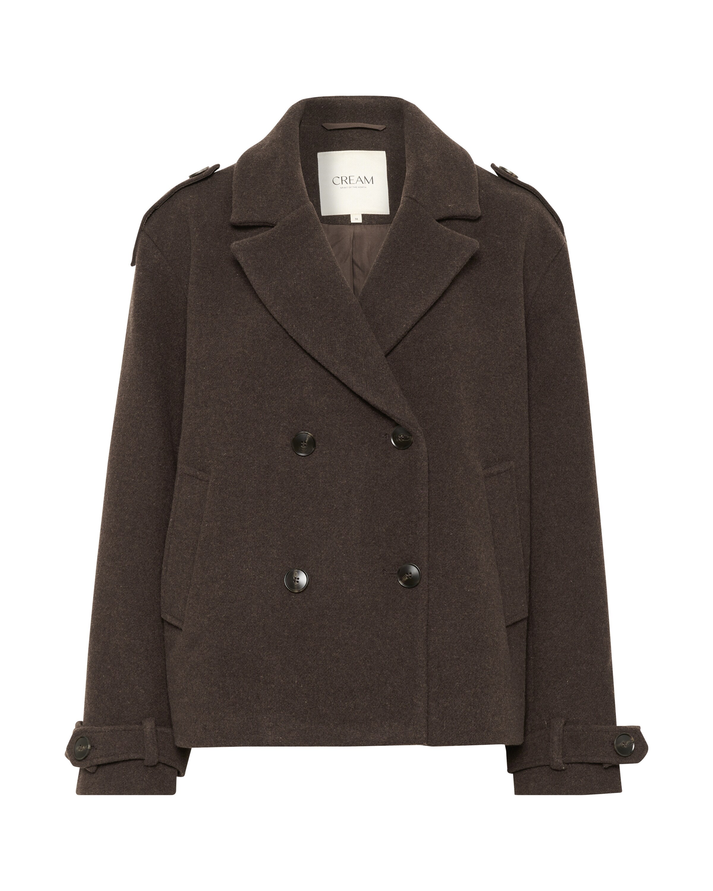 Cream Between-Seasons Coat 'CRJamey' in Brown: front