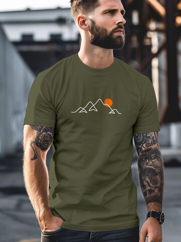 Neverless Shirt 'Berg Linie' in Green