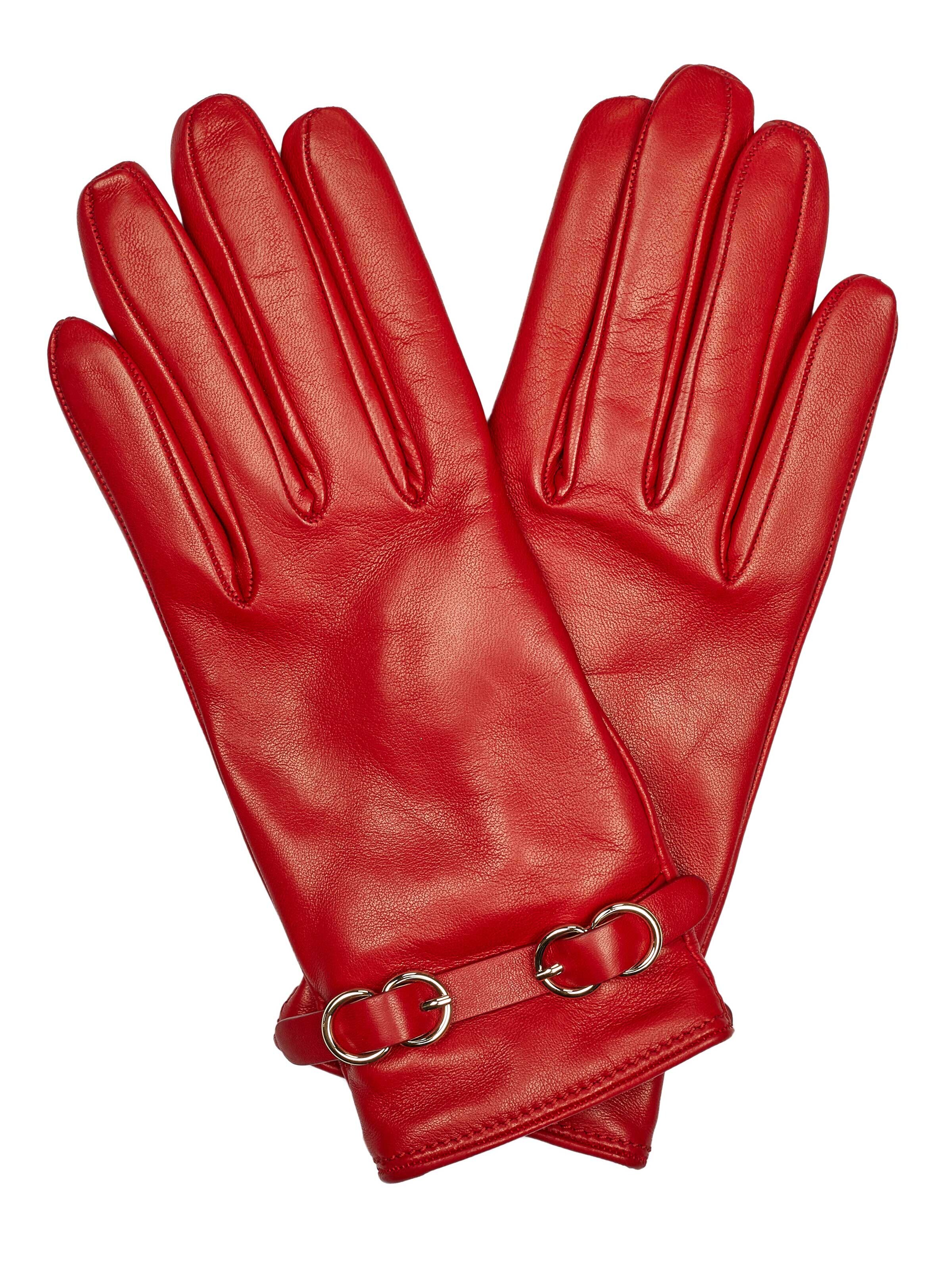 Bally Full Finger Gloves in Red: front