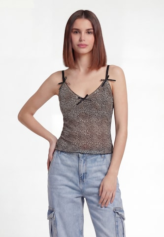 MYMO - Top 'Festival Collection' em castanho: frente