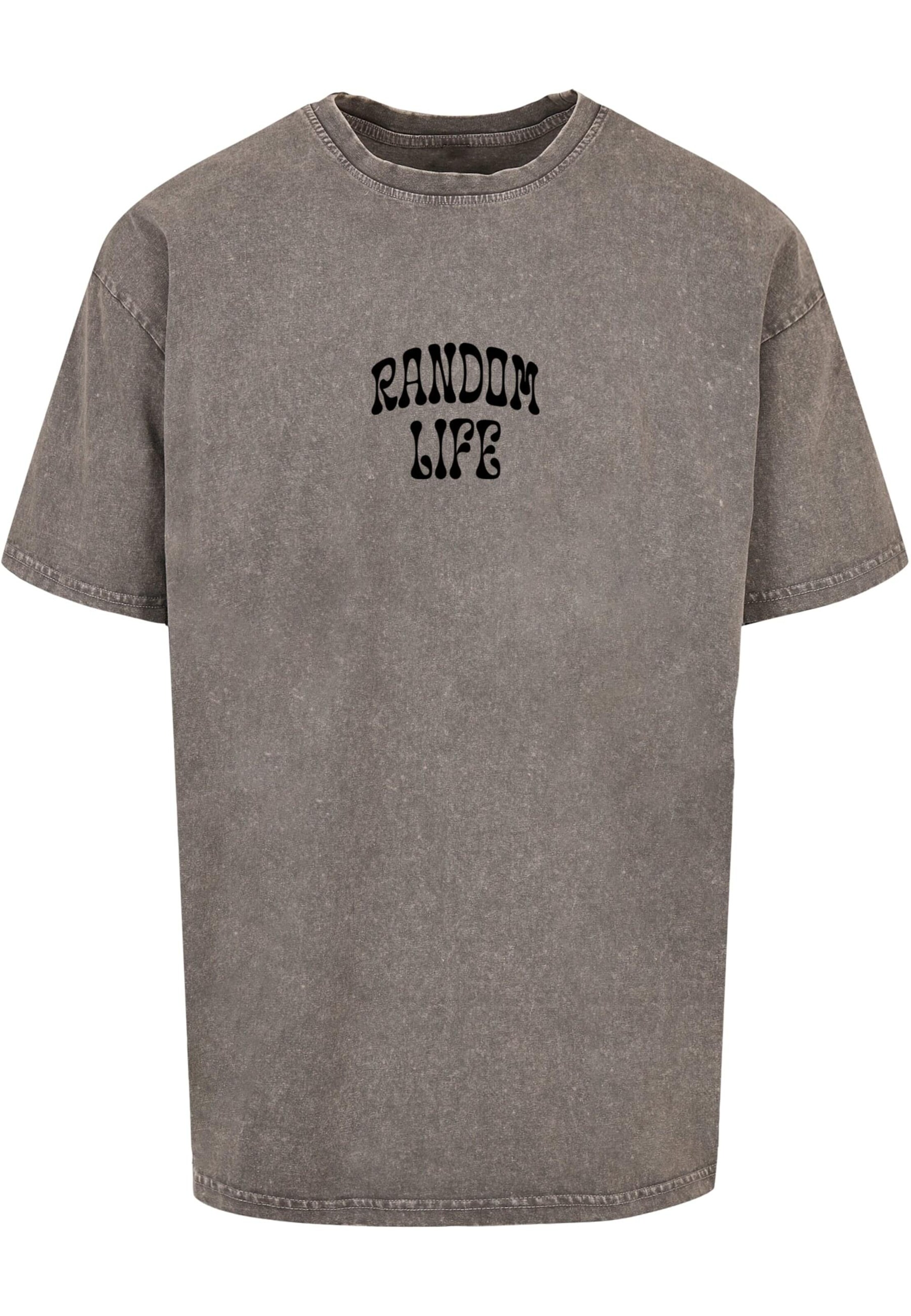 Merchcode T-Shirt 'Random Life' in Grau: Vorderseite