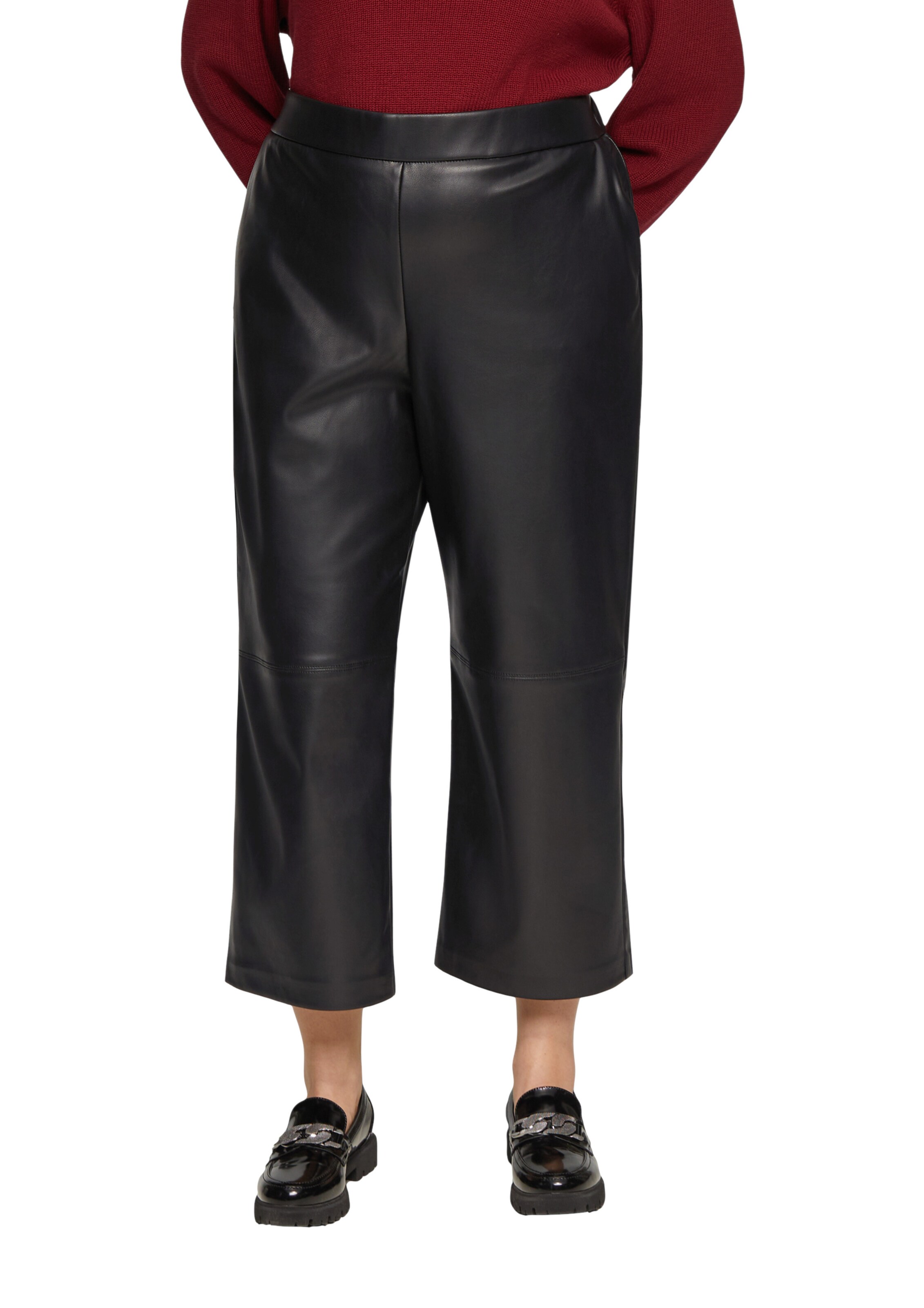 s.Oliver Red Label Plus Wide Leg Hose in Schwarz: Vorderseite
