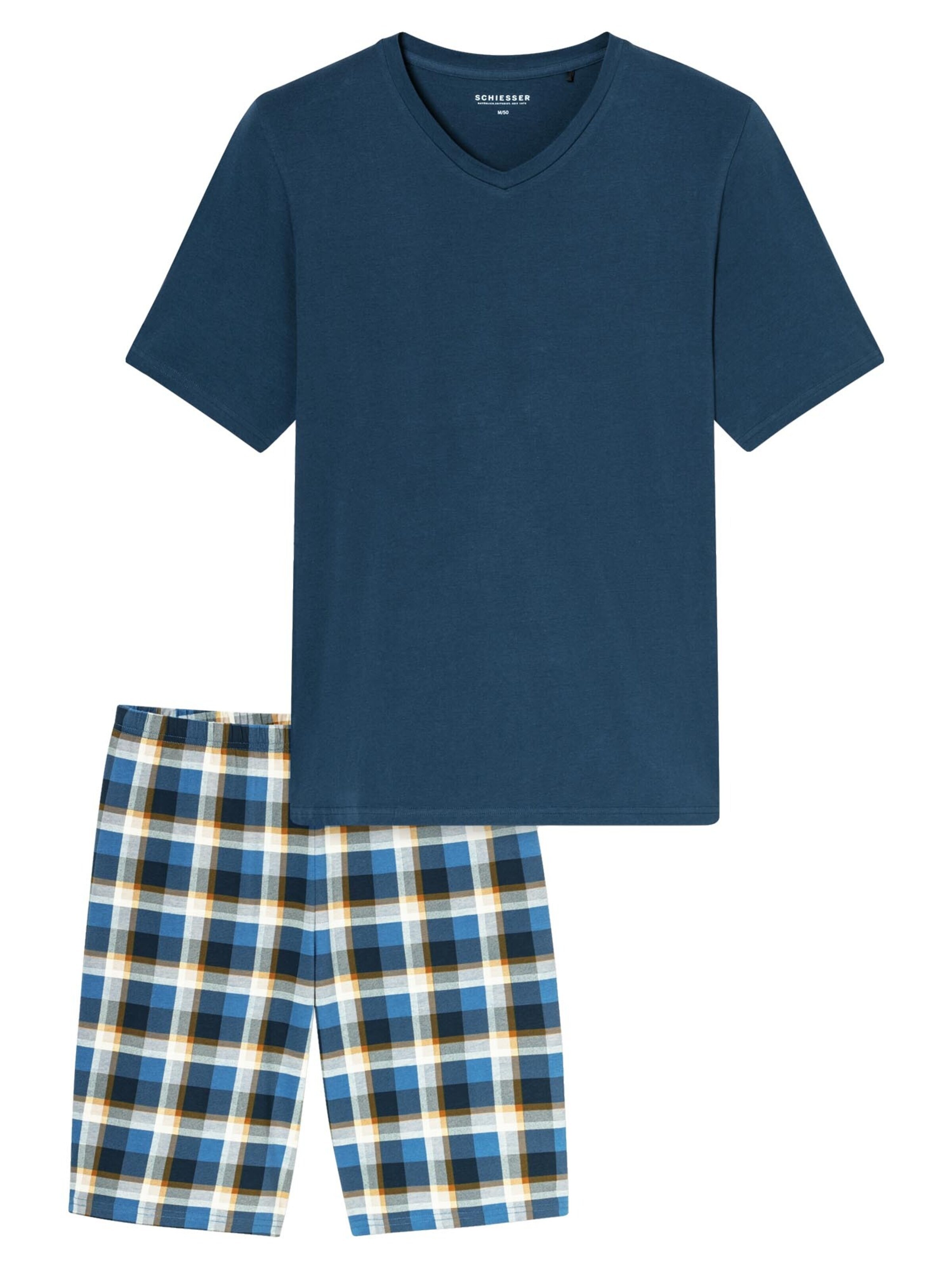 SCHIESSER Pyjama kurz 'Casual Essentials'‌‌‌‌‌‌‌‌ in M in blau, Produktansicht