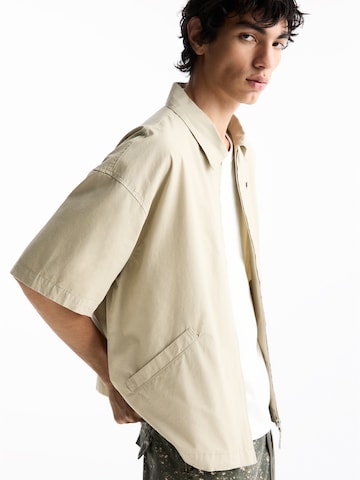 Pull&Bear Comfort fit Button Up Shirt in Beige