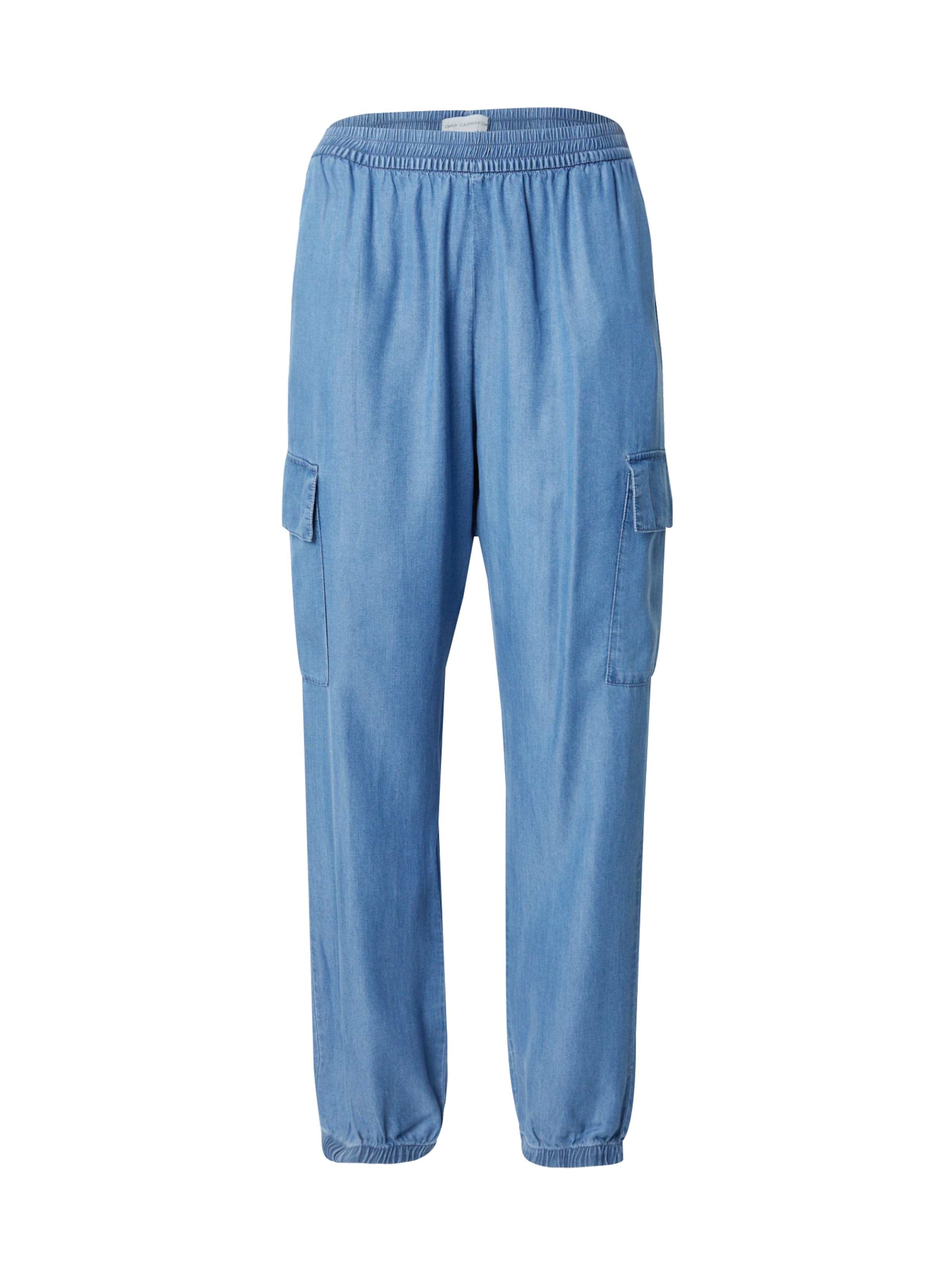 ONLY Carmakoma Alt kitsenev Klapptaskutega püksid 'CARCHARIS', värv sinine: eest vaates