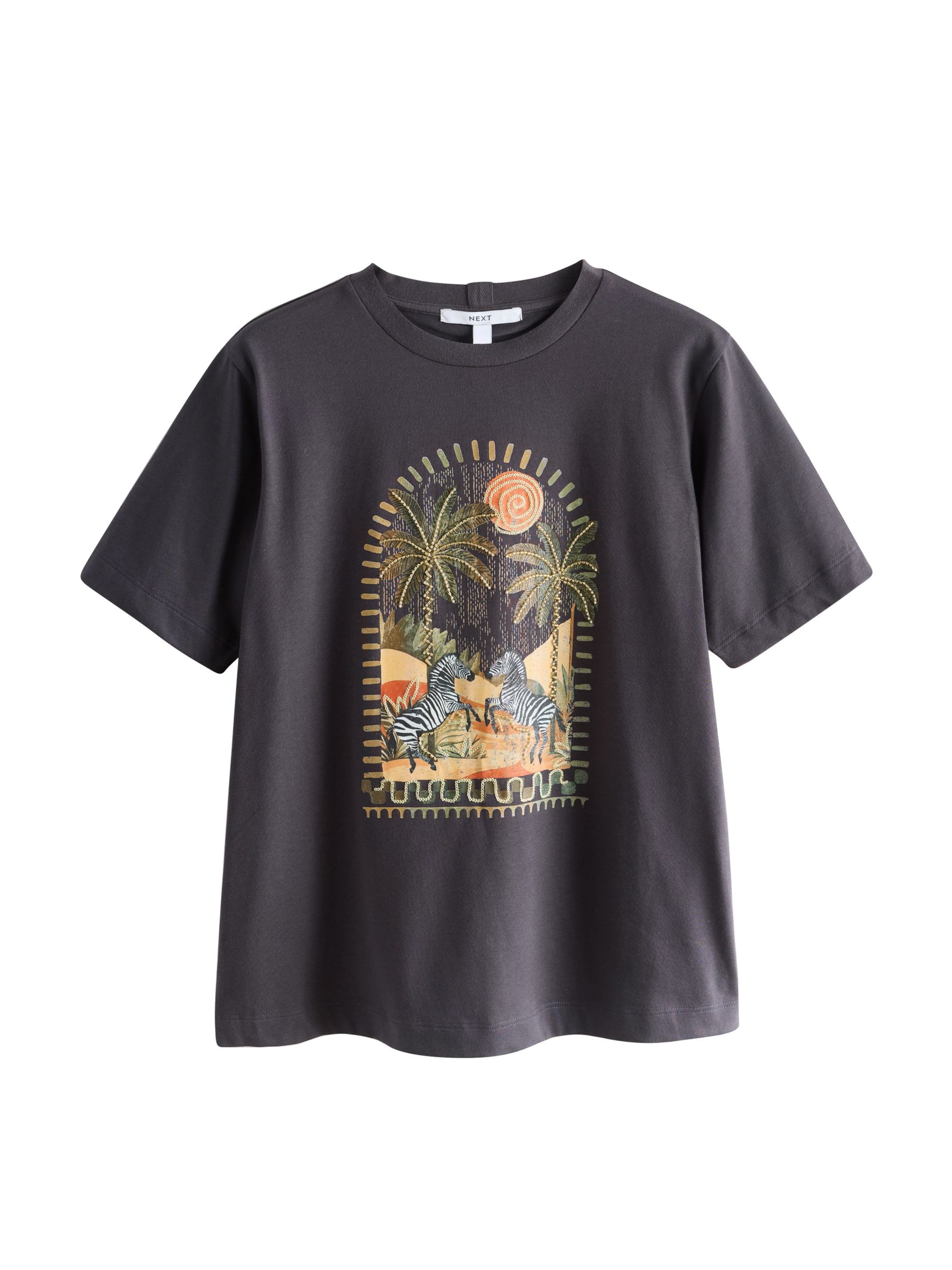 Next T-shirt 'Provence' i grå: framsida