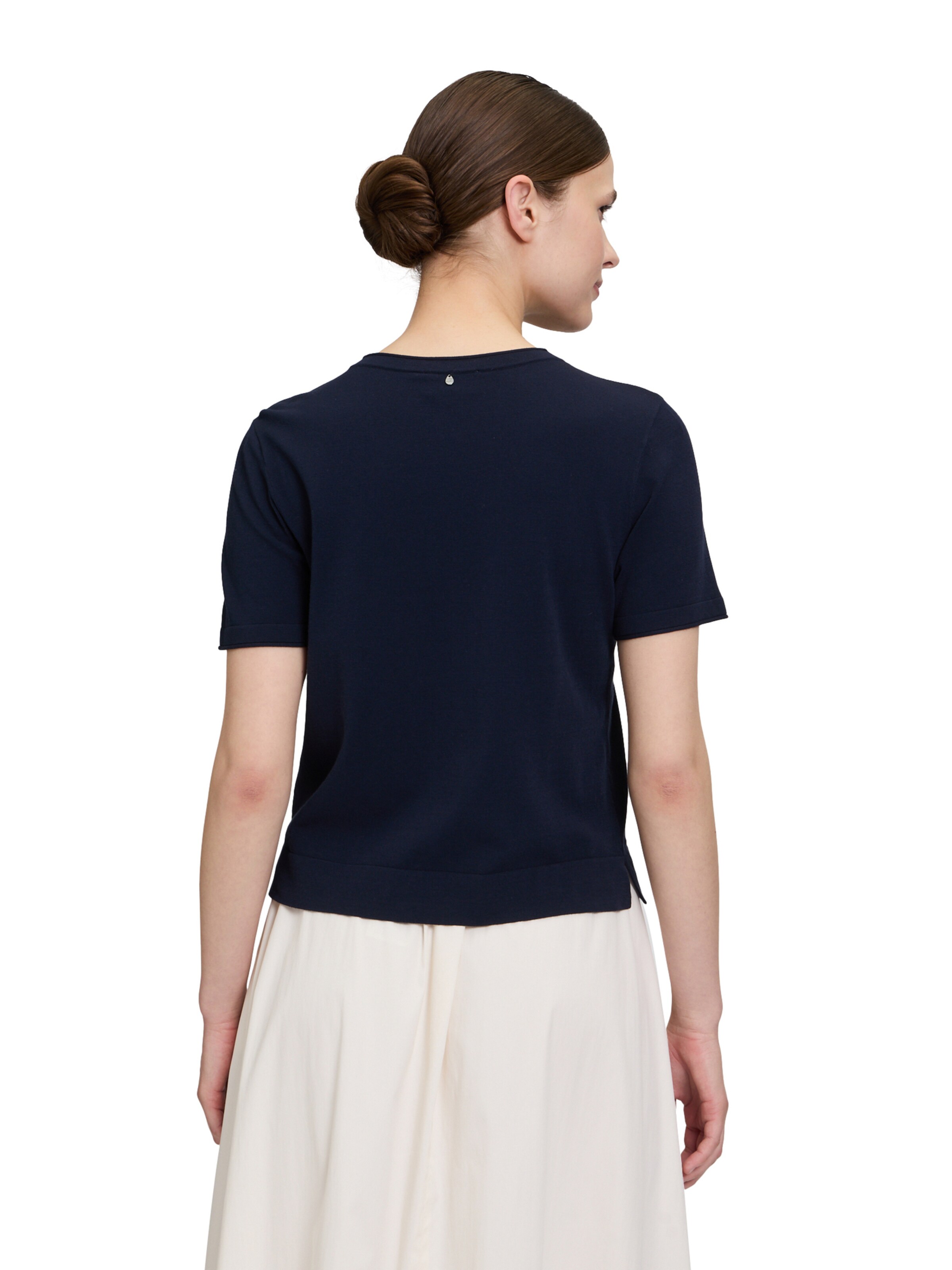 Vera Mont Feinstrickpullover mit Rundhalsausschnitt in Blau: Vorderseite