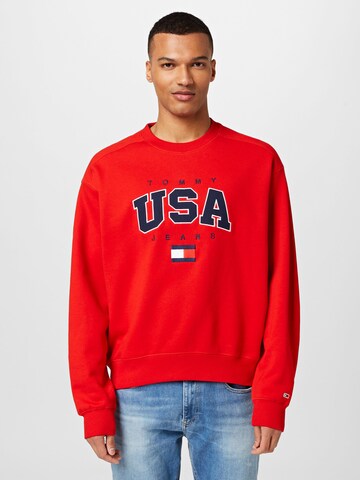 Tommy JeansSweater majica 'USA' - crvena boja: prednji dio