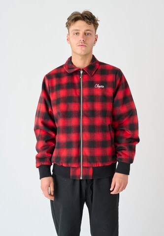 Cleptomanicx Between-Season Jacket 'Checker' in Red: front