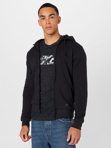 Petrol Industries Zip-Up Hoodie in Black: front