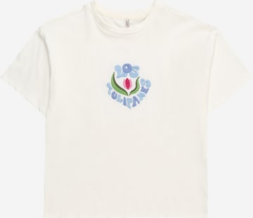 Tricou 'FLOWER MAIKEN' de la KIDS ONLY pe alb: față