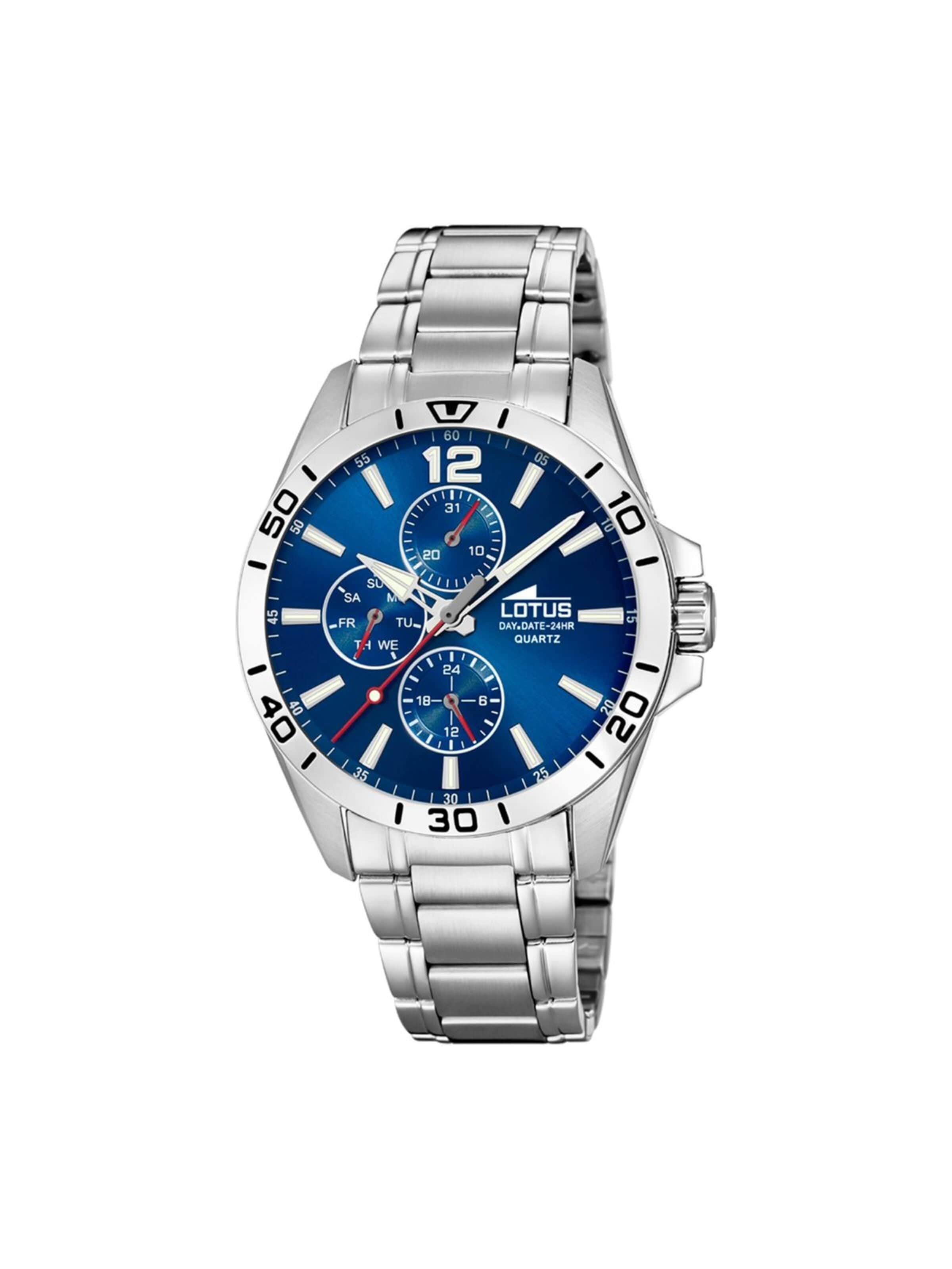 Lotus Analoog horloge in Blauw: voorkant