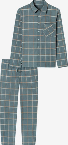 SCHIESSER Pyjama 'Selected Premium Warming' in Grün: Vorderseite