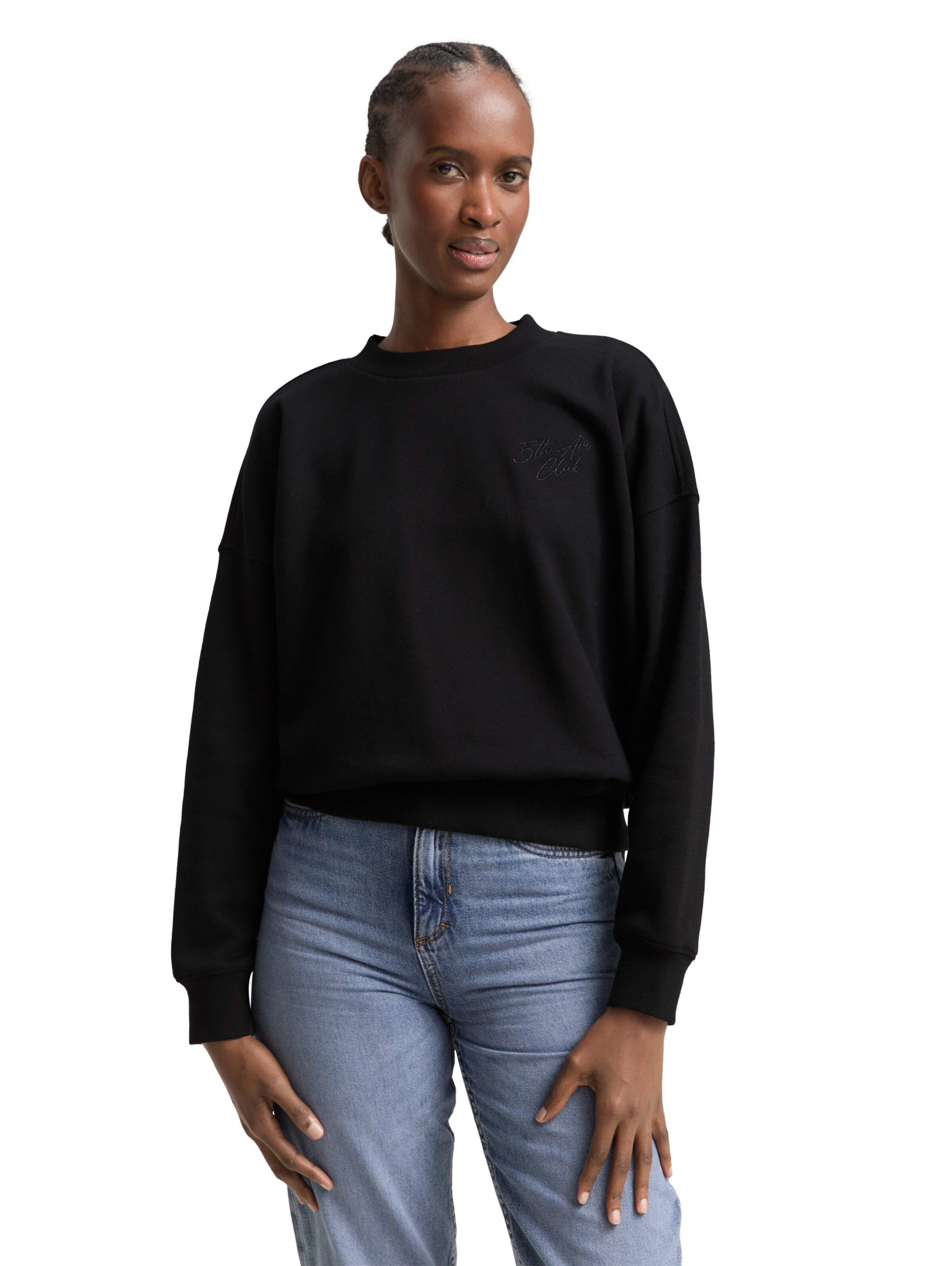TOM TAILOR DENIM Sweatshirt in Black: front