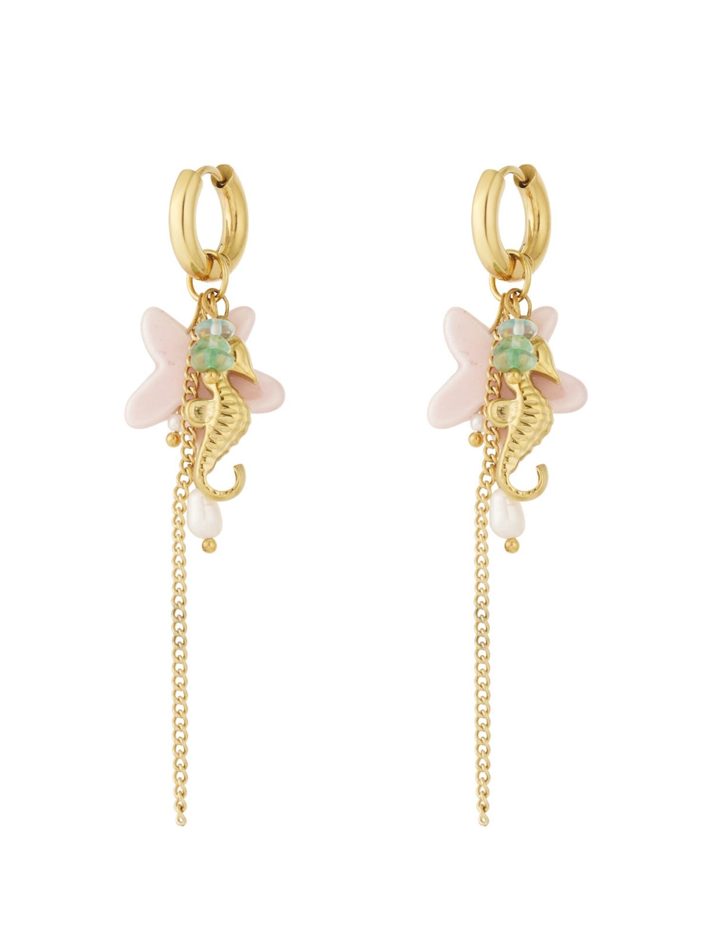 Cala Rose Oorbellen 'NAIYA' in Goud: voorkant