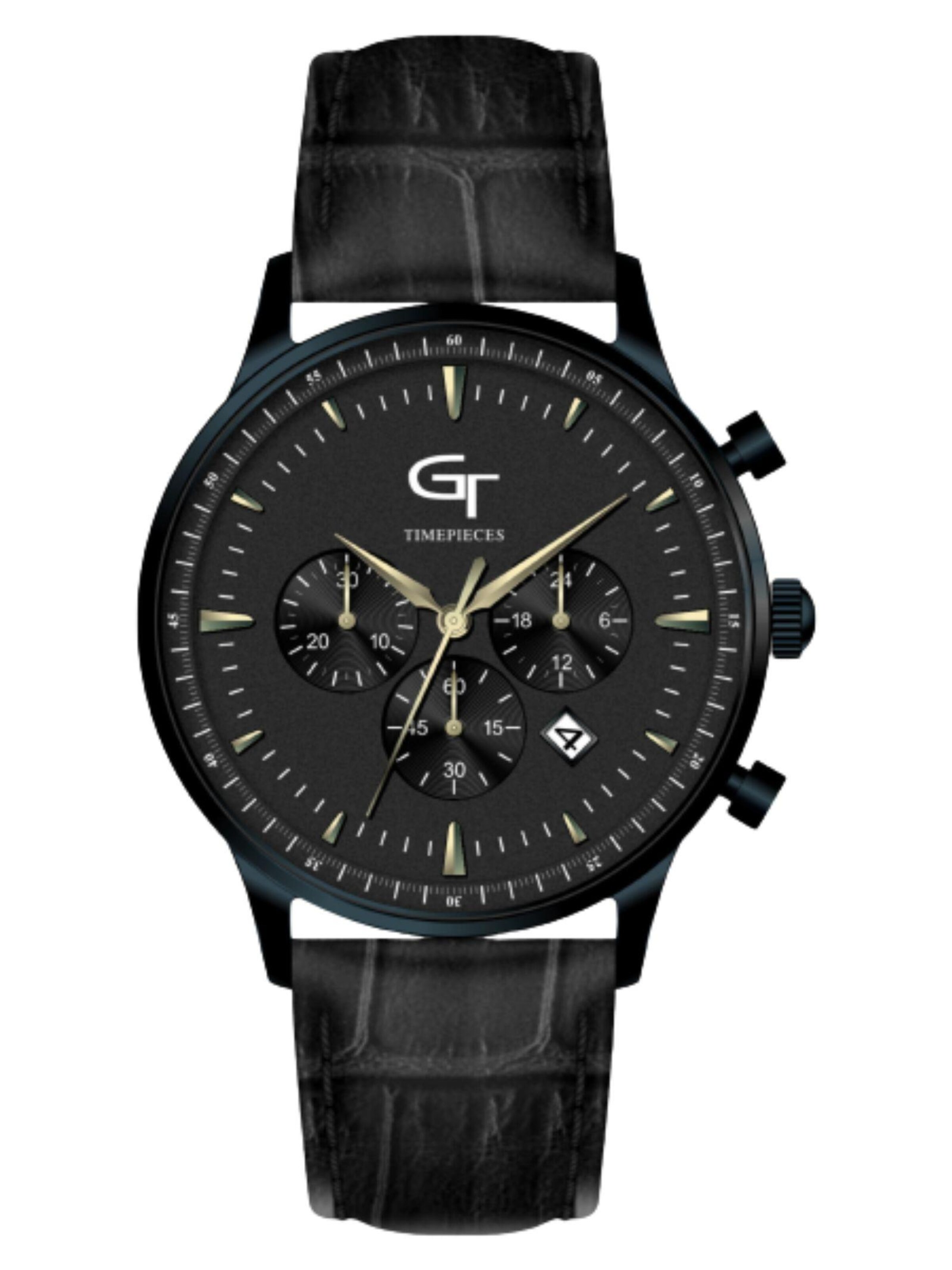 GT Collection - Reloj analógico 'SAPPHIRE CRYSTAL' en negro: frente