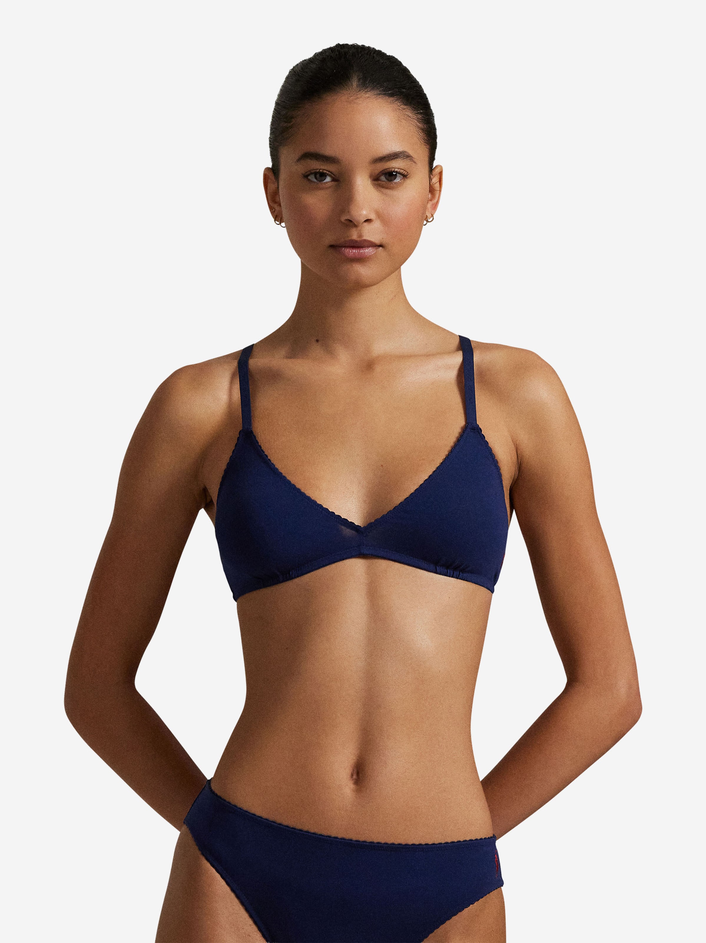 Polo Ralph Lauren Triangel Bralette ' Colorful Cotton ' in Blau: Vorderseite