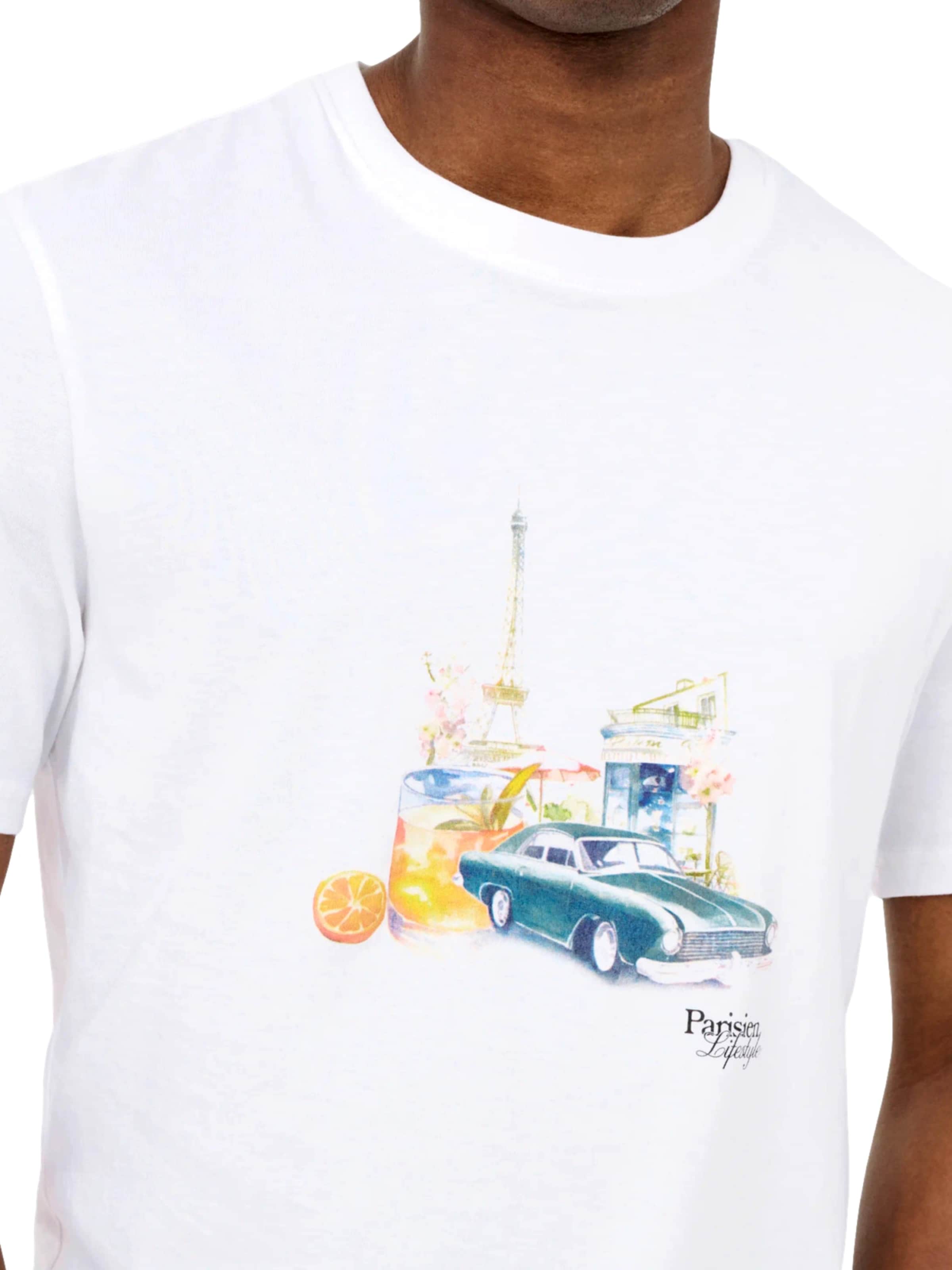 Maglietta 'Mass Parisien' di Only & Sons in bianco