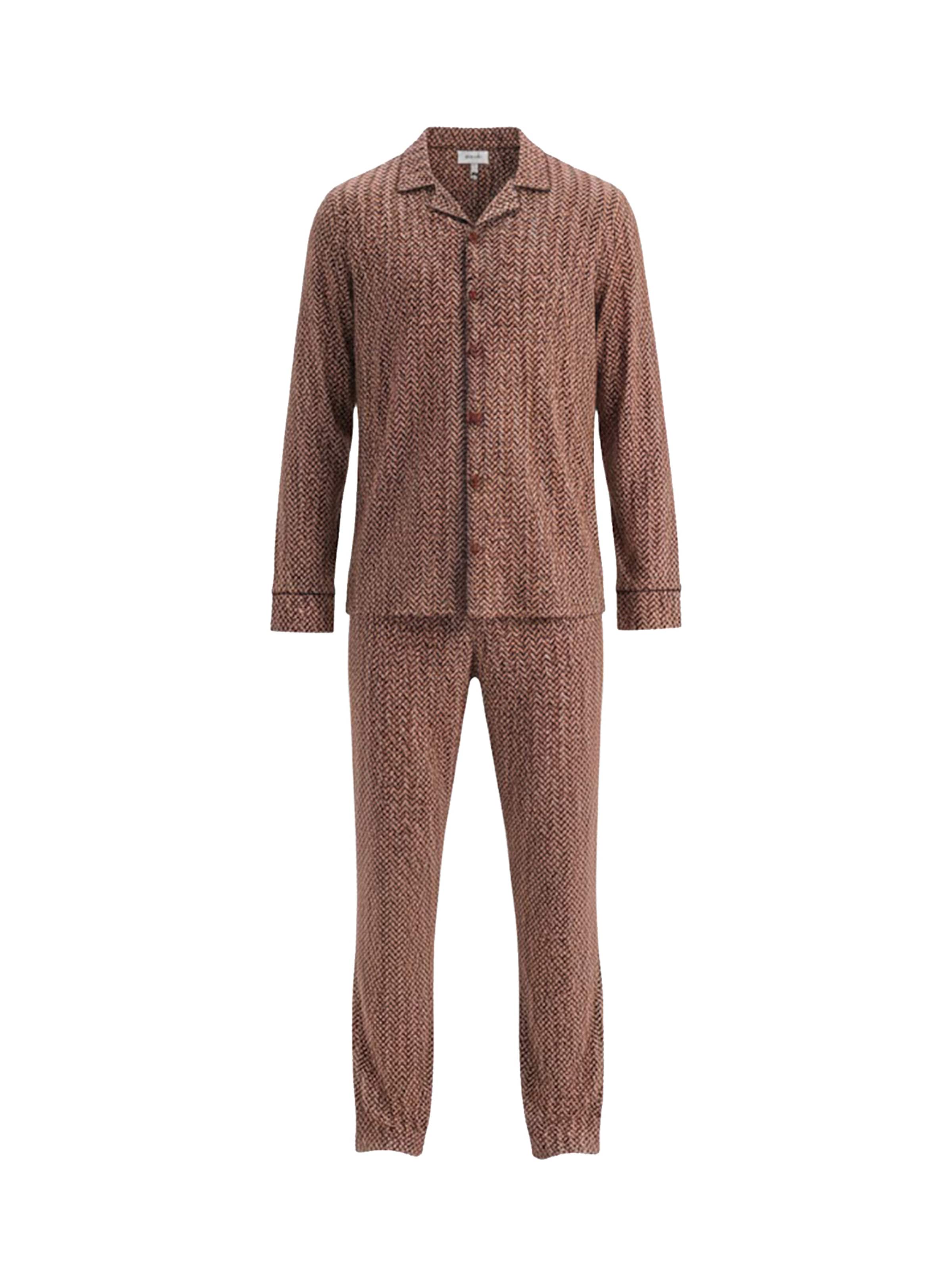 Dagi - Pijama largo en marrón: frente