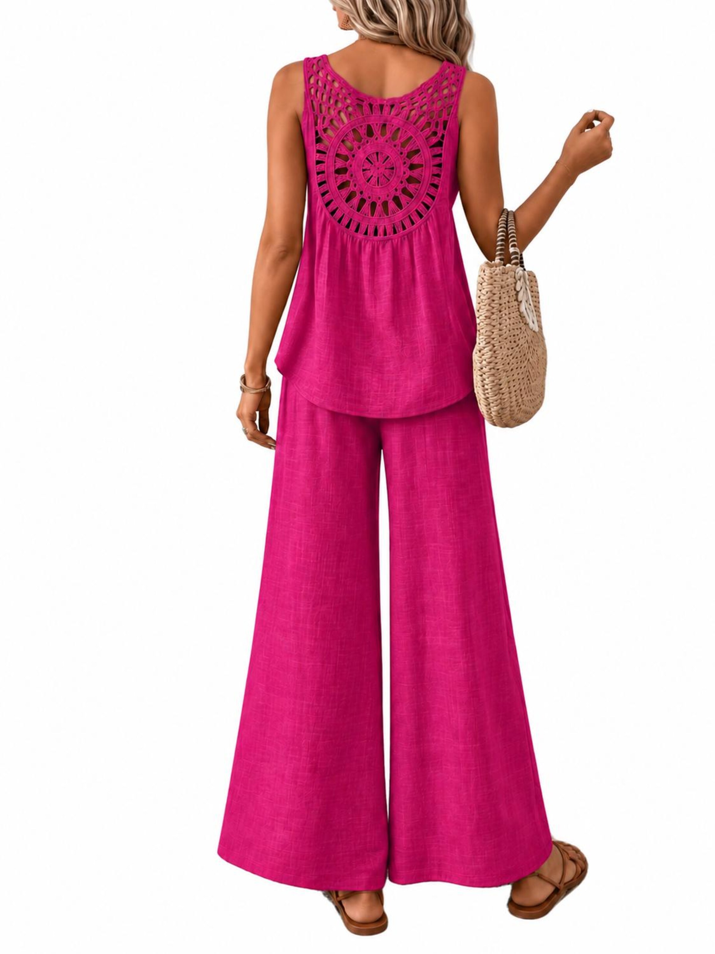 SPORTS36.NL Jurk 'Women's Sleeveless Linen-Blend 2-Piece Set' in Roze
