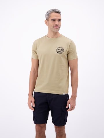 LERROS Lässiges, unifarbenes T-Shirt aus reiner Baumwolle mit Print in Beige: Vorderseite