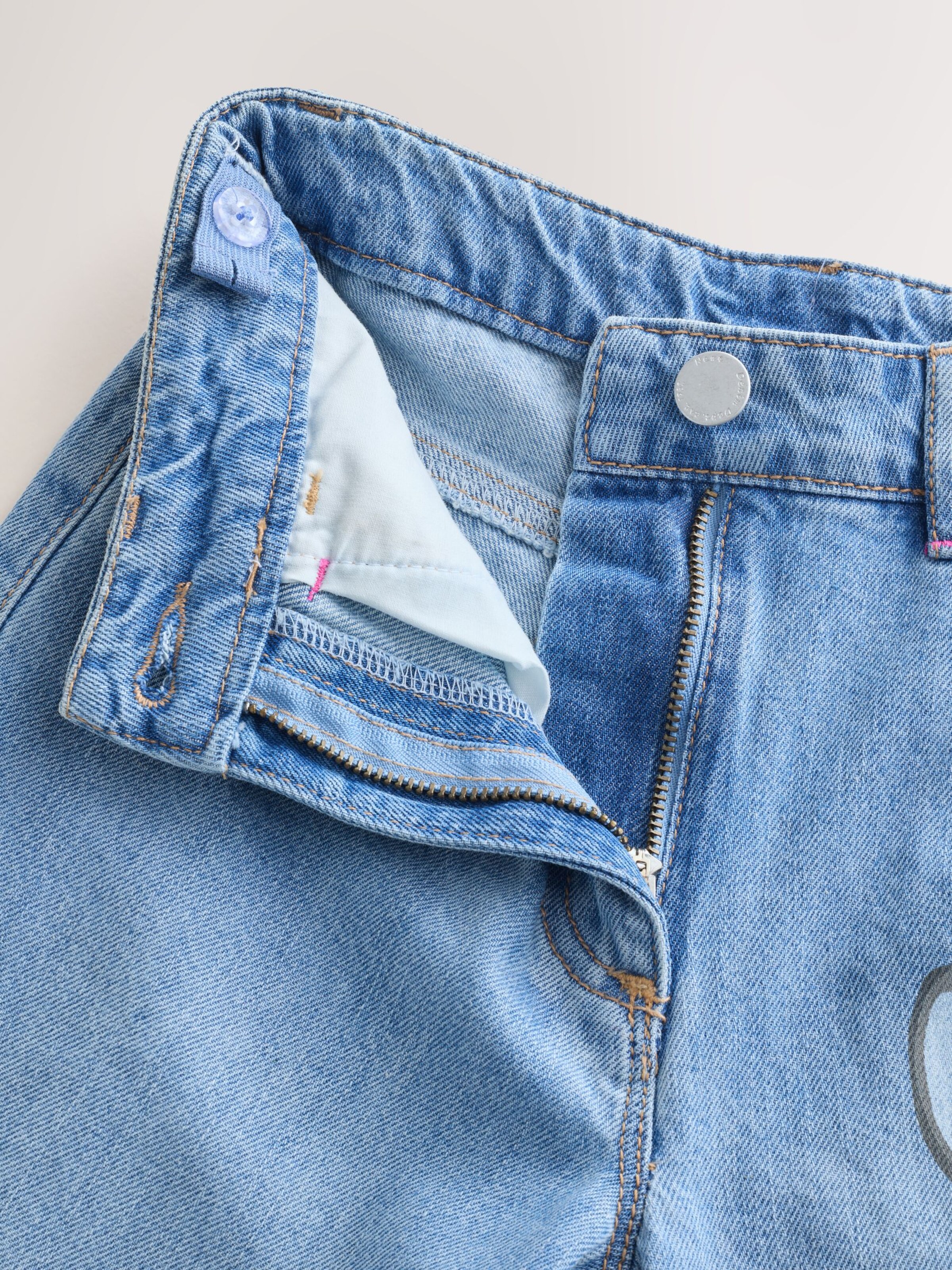 Next Wide leg Jeans 'Disney Lilo & Stitch' pe Albastru Denim
