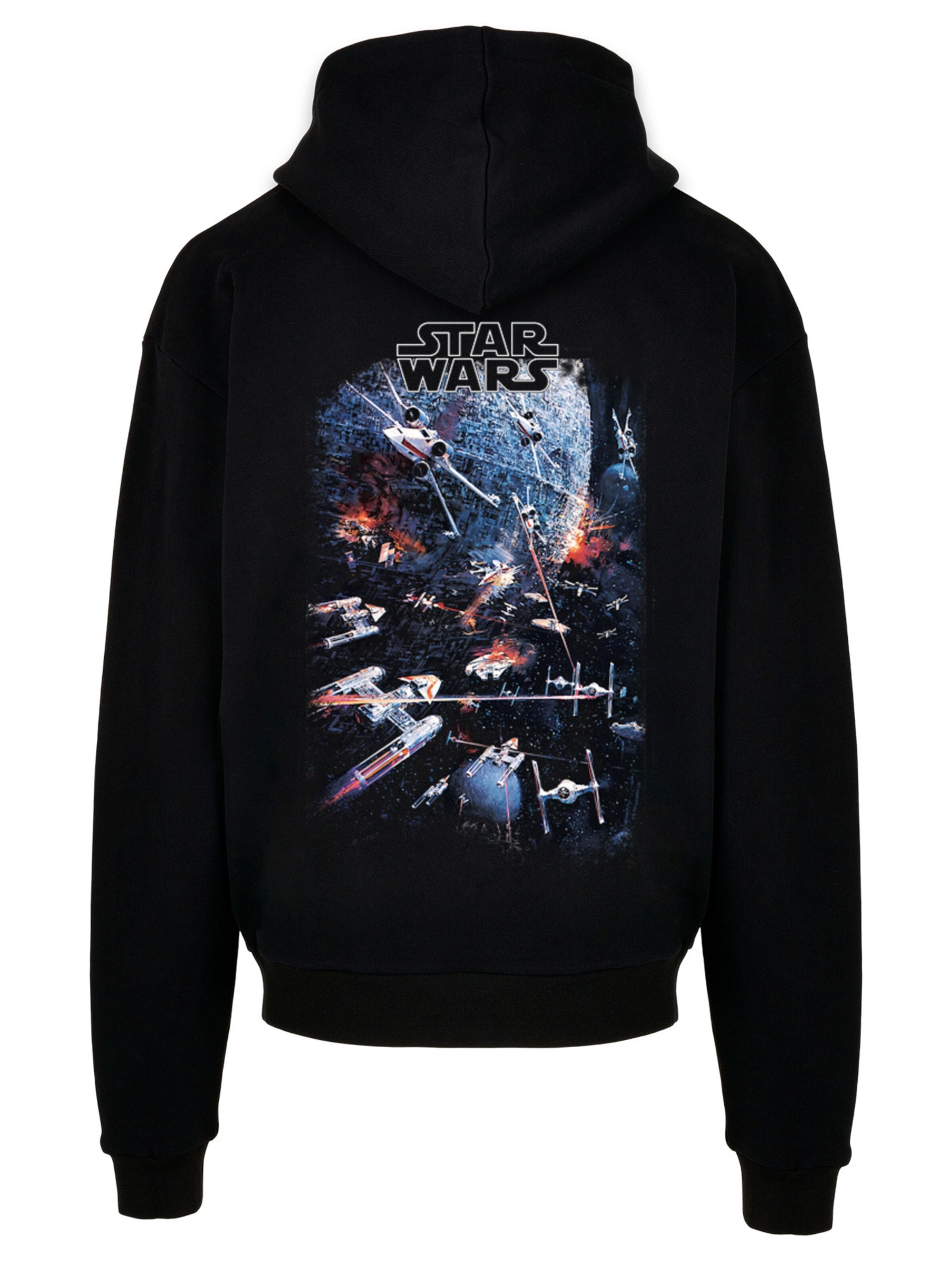 Sweat-shirt 'Star Wars Space Fight' F4NT4STIC en noir : devant
