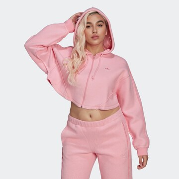 ADIDAS ORIGINALS Zip-Up Hoodie 'Loungewear' in Pink: front