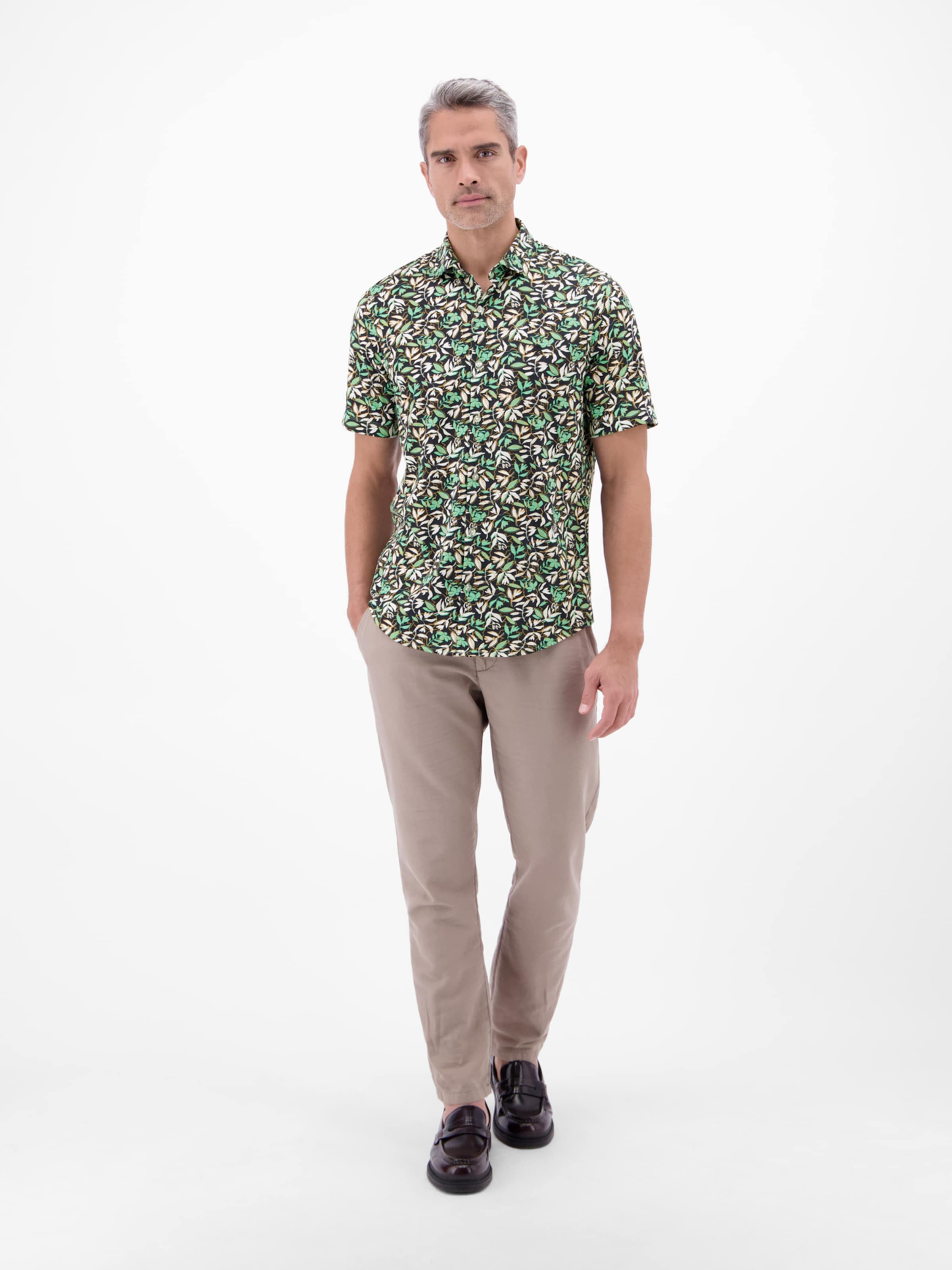 LERROS Regular Fit 1/2 Hemd aus 100 % Baumwolle, floral bedruckt in Grün