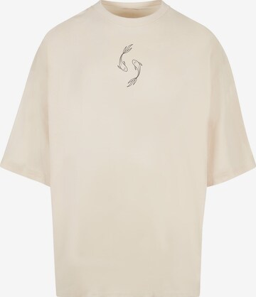Merchcode T-Shirt 'Spring -  Yin & Jang Fish' in Beige: predná strana