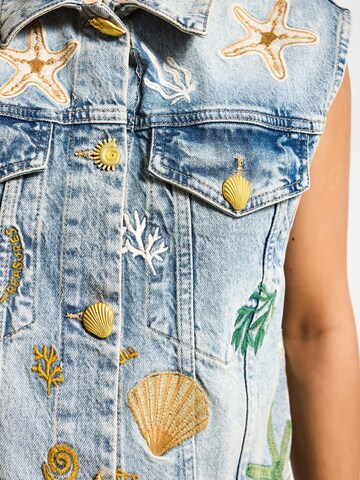 IT'S BASIC Vest 'DENIM WAISTCOAT' in Blue