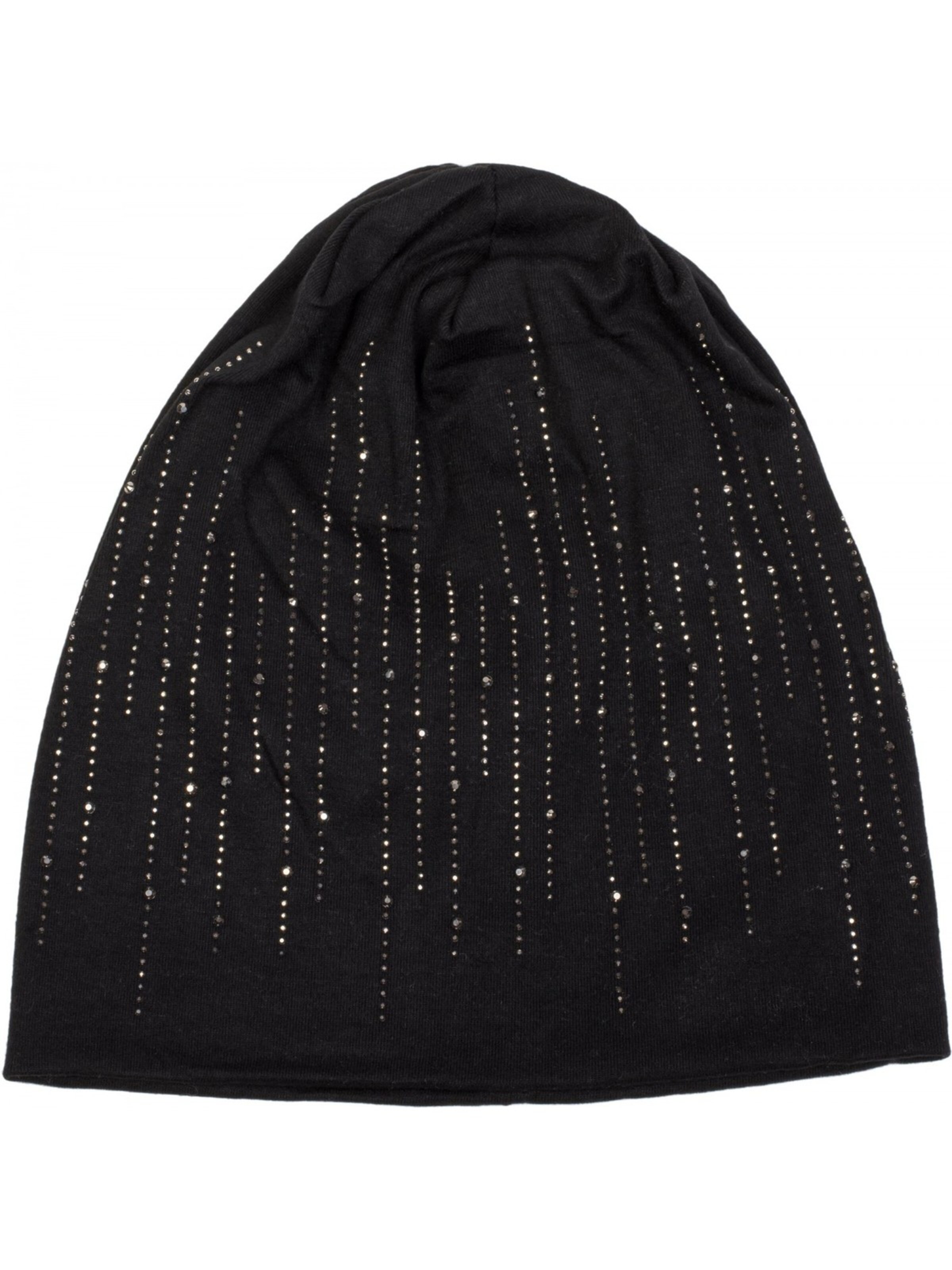 styleBREAKER Mütze 'Beanie mit Strass Streifen'‌‌ in Schwarz