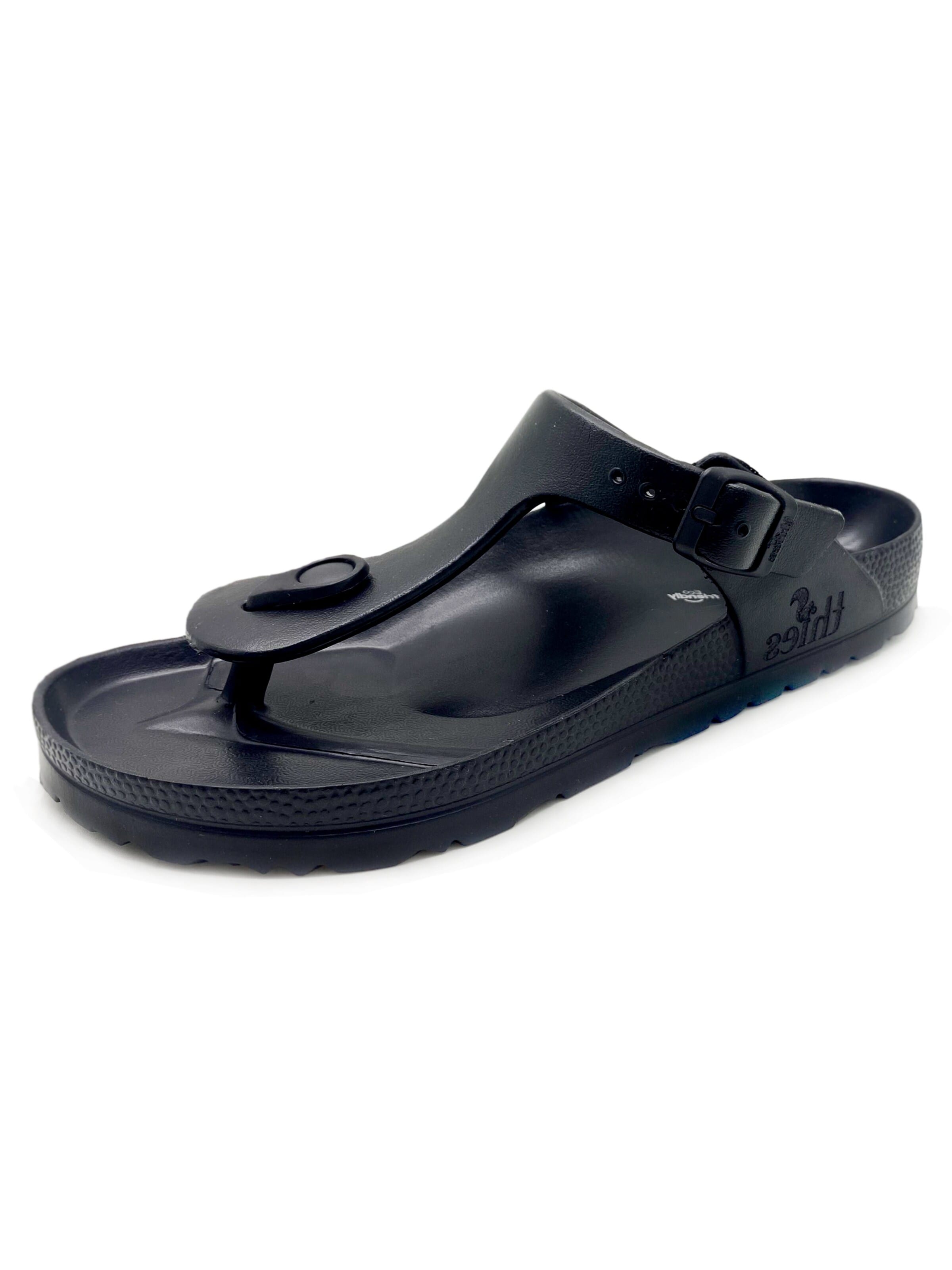 thies T-Bar Sandals in Black: front