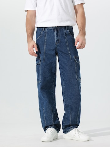 YOUTHUP Loosefit Cargojeans 'Weitbein'‌‌‌‌‌‌‌ in Blau: Vorderseite