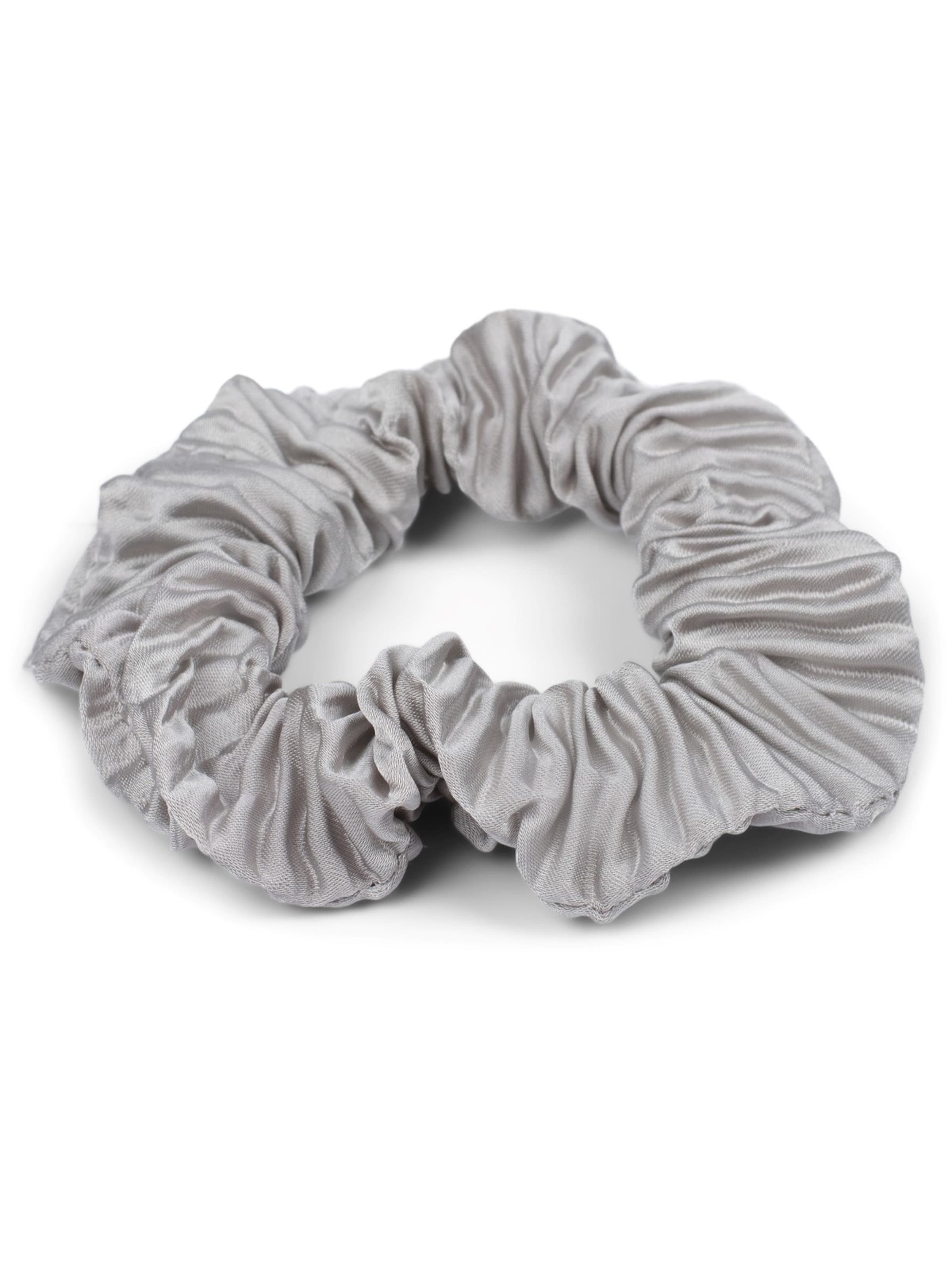 styleBREAKER Haarschmuck 'Plissierter Scrunchie Haargummi mit Schleife'‌‌‌‌‌‌ in Grau