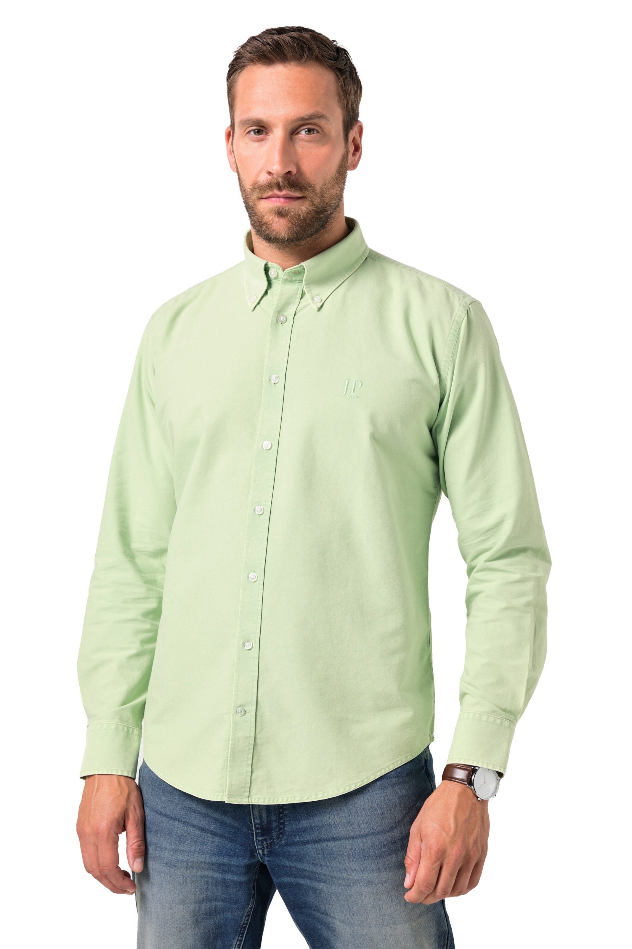 JP1880 Regular fit Overhemd in Groen: voorkant