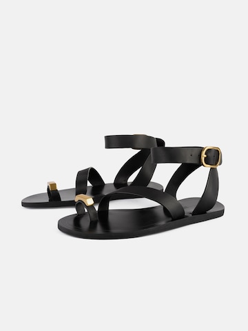 L37 HANDMADE SHOES T-bar sandals 'OCEAN ODYSSEY' in Black