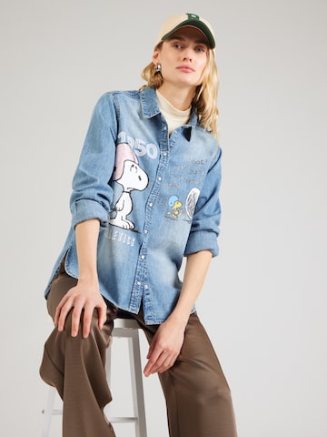 Camicia da donna 'Snoopy 1950 Athletics' di PRINCESS GOES HOLLYWOOD in blu: frontale